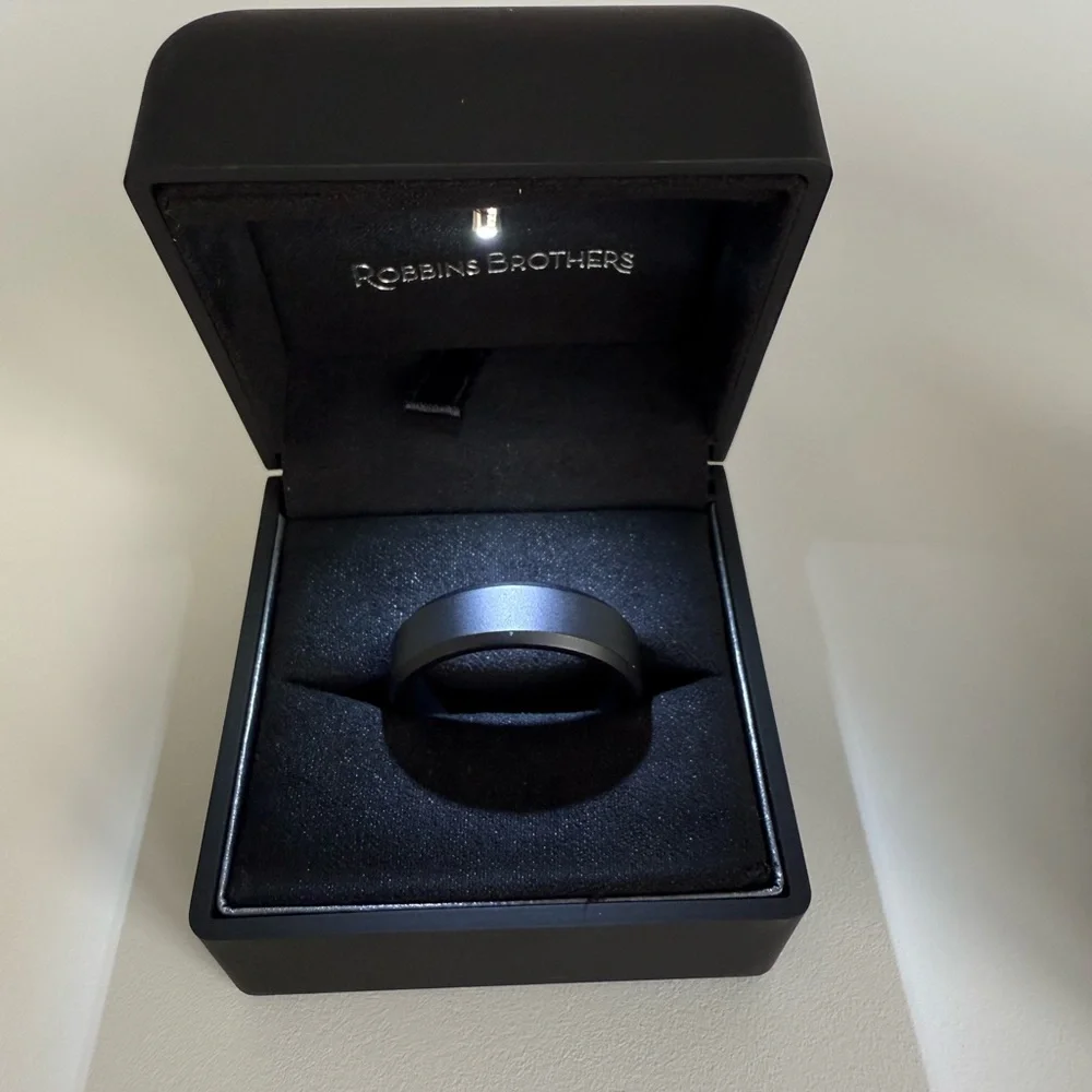 Tungsten Raw Black Beveled Edge Wedding Band